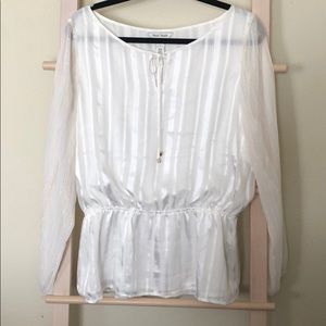 Whbm blouson peasant metallic blouse top large